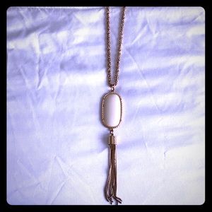 Long white tassel necklace